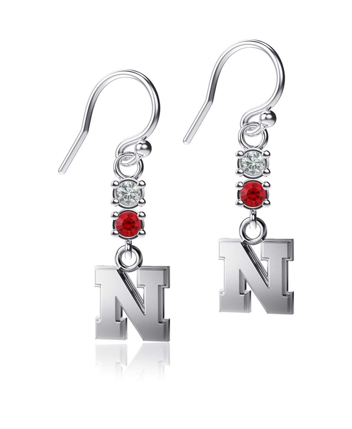 Womens Dayna Designs Nebraska Huskers Dangle Crystal Earrings Product Image