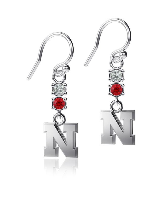 Womens Dayna Designs Nebraska Huskers Dangle Crystal Earrings Product Image