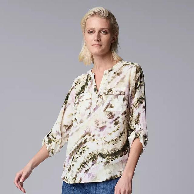 Womens Simply Vera Vera Wang Roll-Tab Popover Blouse Product Image