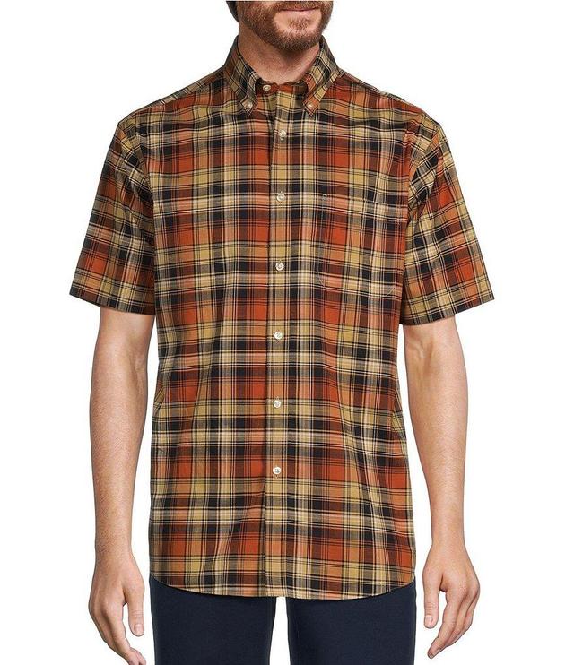 Gold Label Roundtree & Yorke Big & Tall Non-Iron Short Sleeve Large Plaid Slub Sport Shirt Product Image