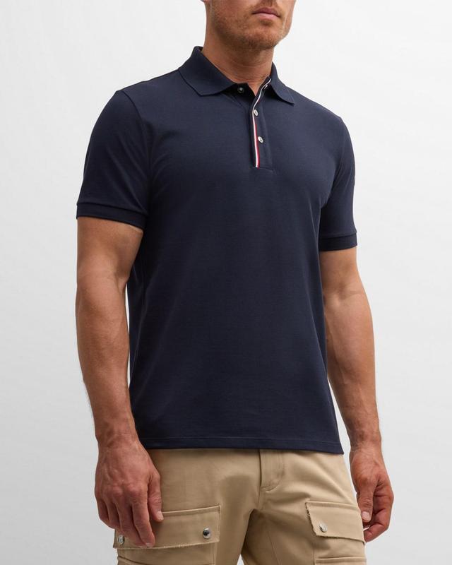 Mens Polo Shirt with Striped Snap Placket Product Image