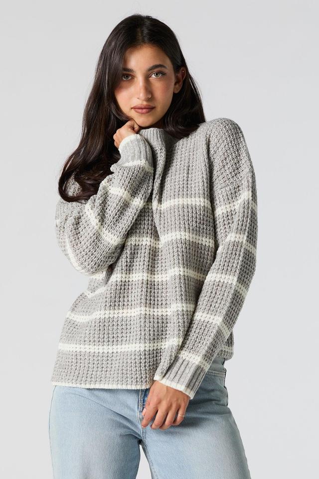 Striped Waffle Knit Sweater Female Product Image