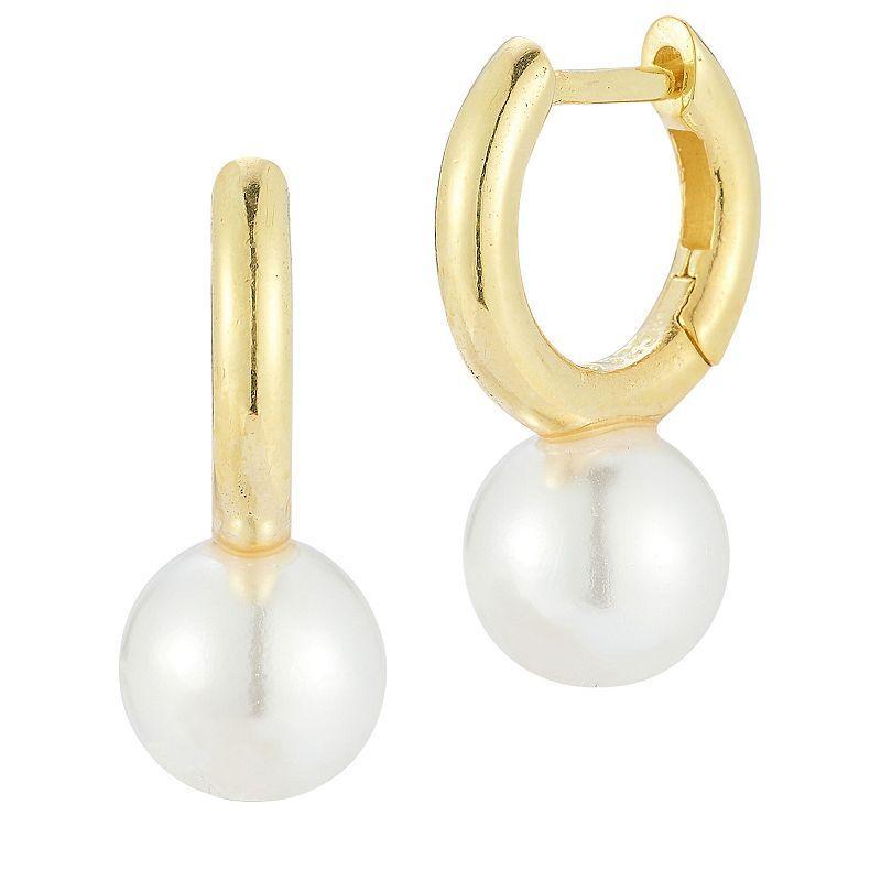 Sunkissed Sterling Freshwater Cultured Pearl Hoop Earrings, Womens, Gold Product Image