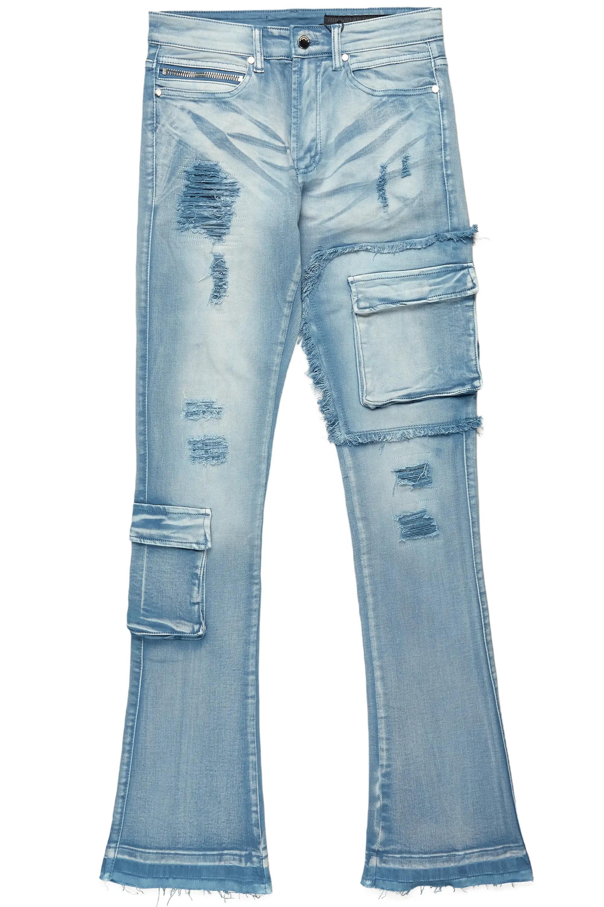 Zaxton Blue Stacked Flare Jean Male Product Image