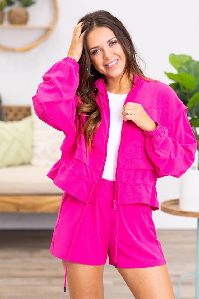 Fuchsia Active Jacket With Drawstring Detail Product Image