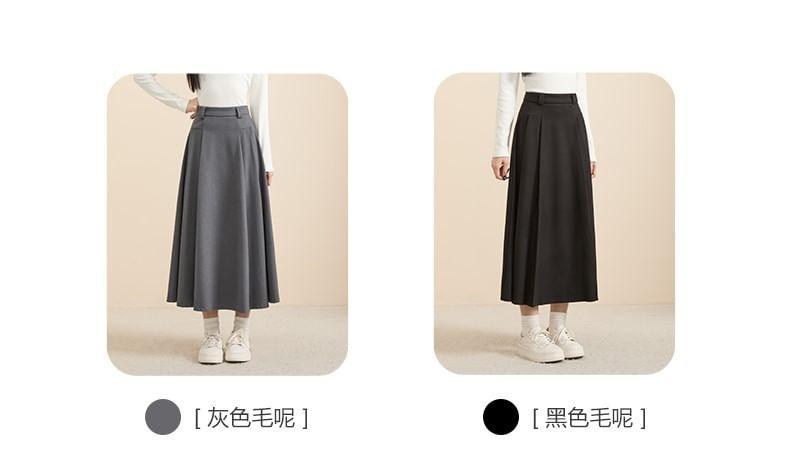 High Rise Plain Midi A-Line Skirt Product Image