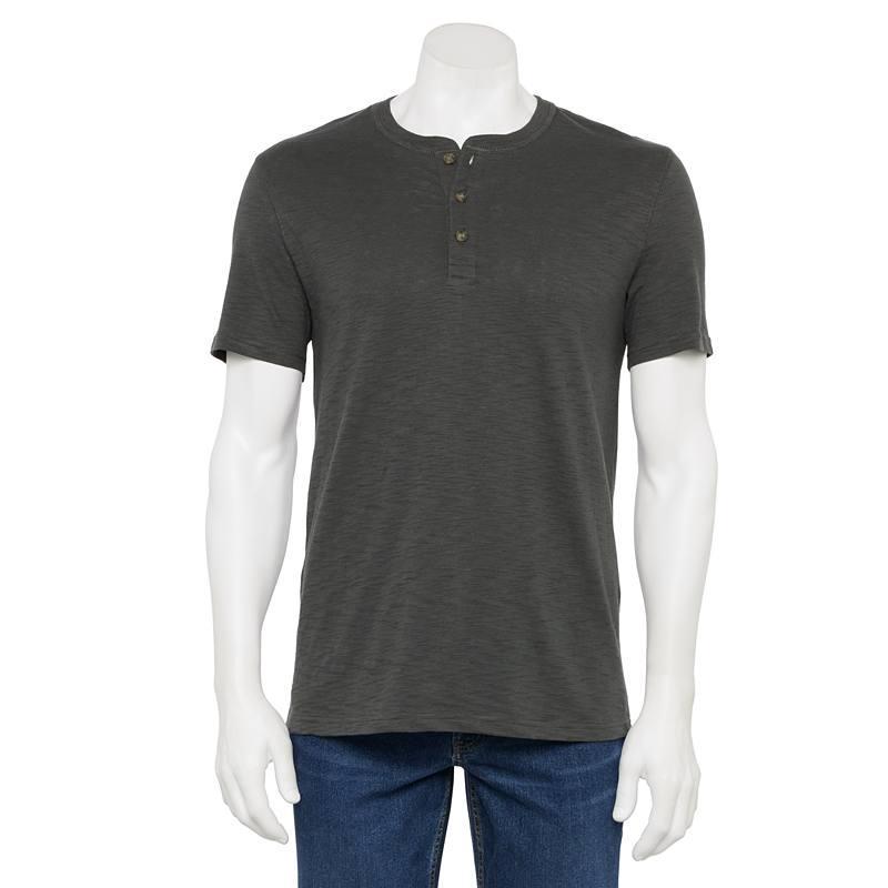 Mens Sonoma Goods For Life Everyday Short Sleeve Henley Grey Product Image