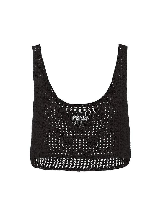 Womens Openwork Cotton Crop Top Product Image