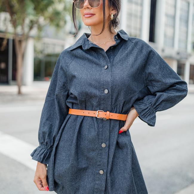 Live For Us Black Acid Wash Denim Mini Dress Product Image