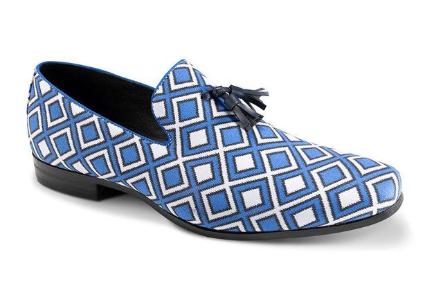 Royal Blue Windowpane Tassel Loafer Product Image