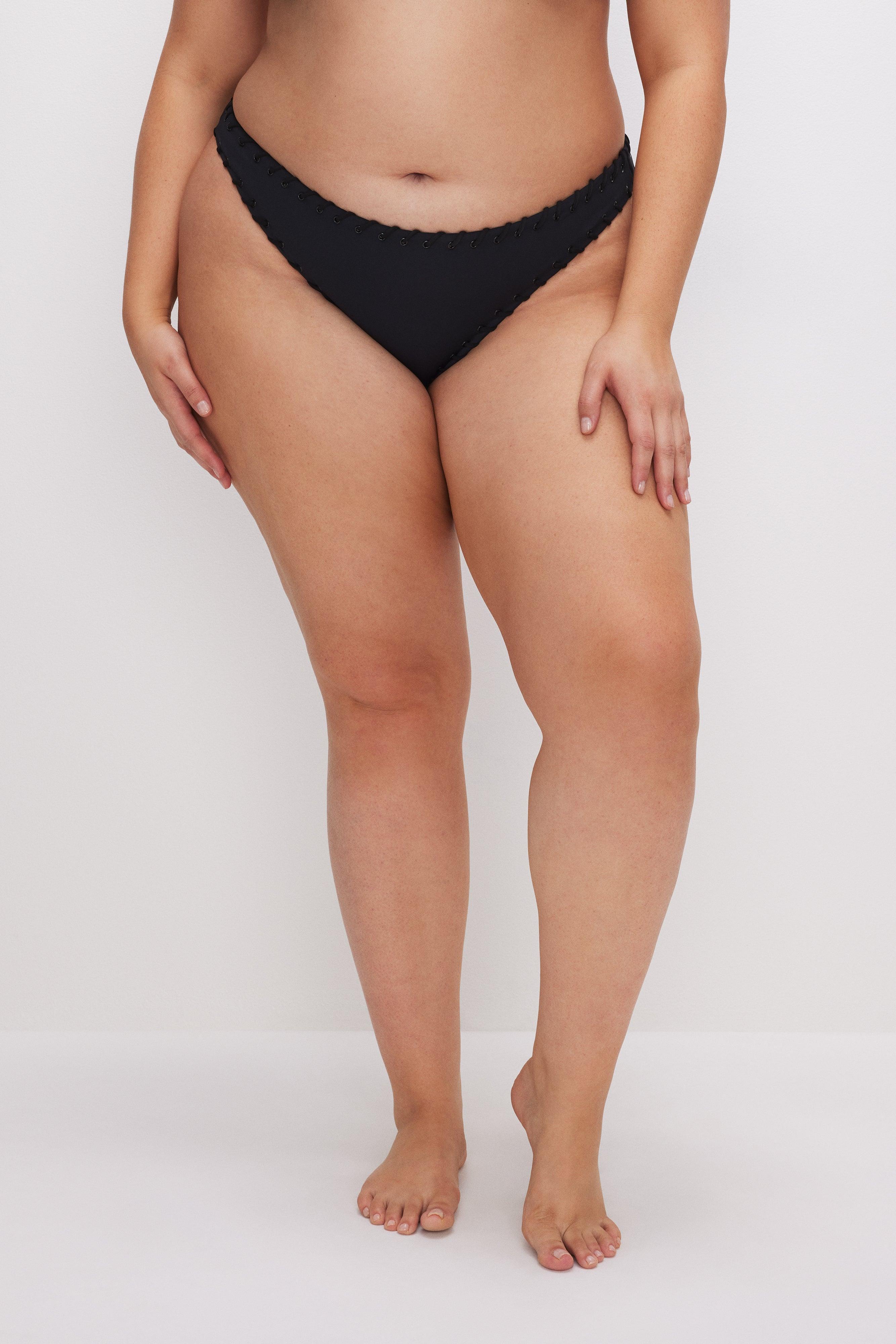 WHIP STITCH COMPRESSION CHEEKY BIKINI BOTTOM | BLACK001 Product Image