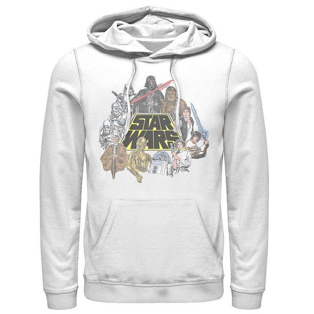 Mens Star Wars Classic Characters Cast Line Art Graphic Pullover Hoodie Product Image