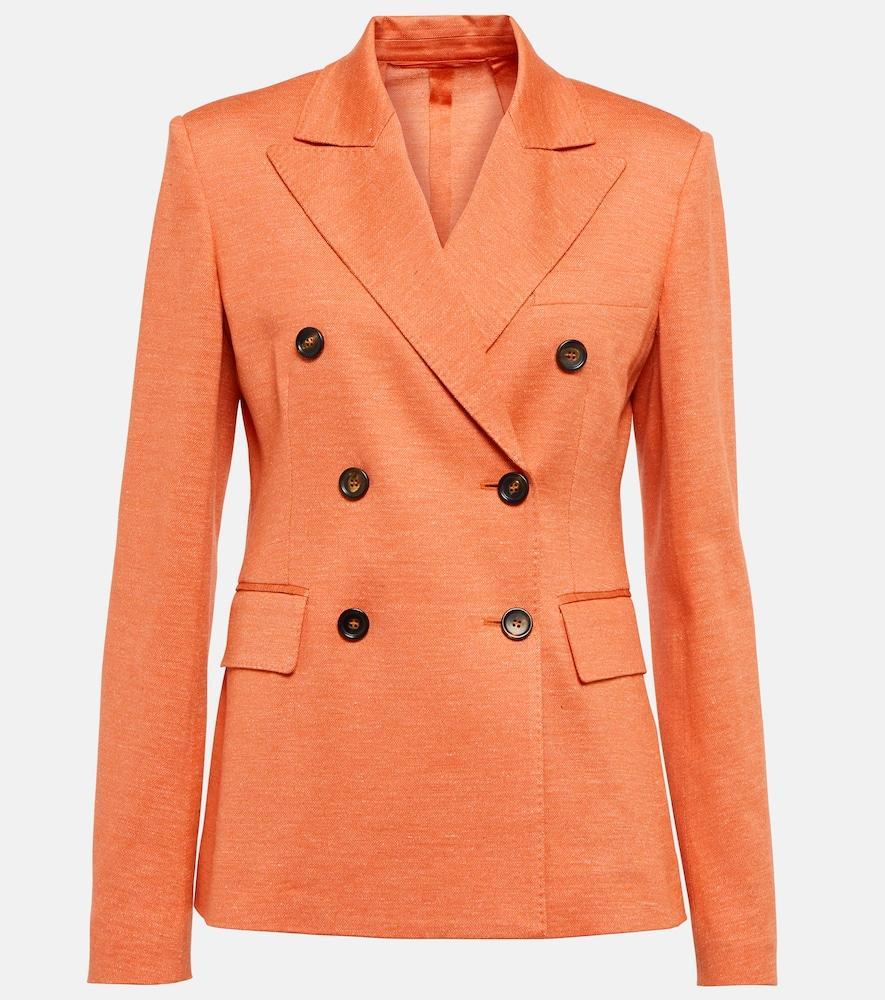 Zirlo Jersey Button-front Blazer Jacket In Peach Product Image