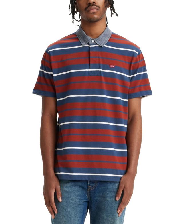 Levis Mens Relaxed-Fit Short Sleeve Striped Rugby Shirt Product Image