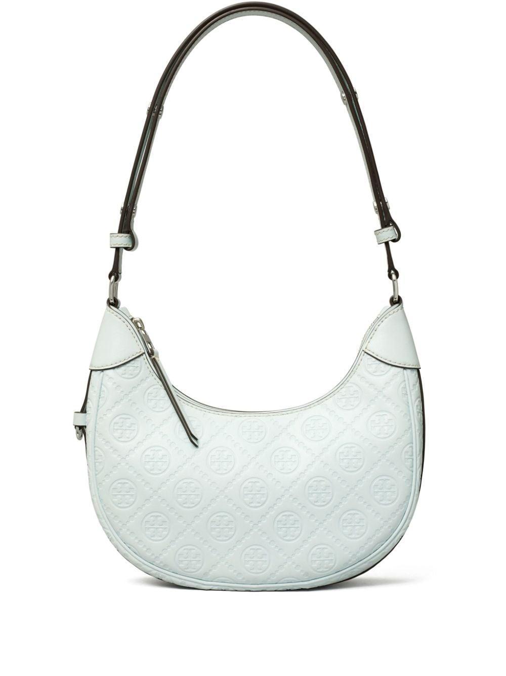 T Monogram Leather Crescent Bag In Ice Blue Product Image