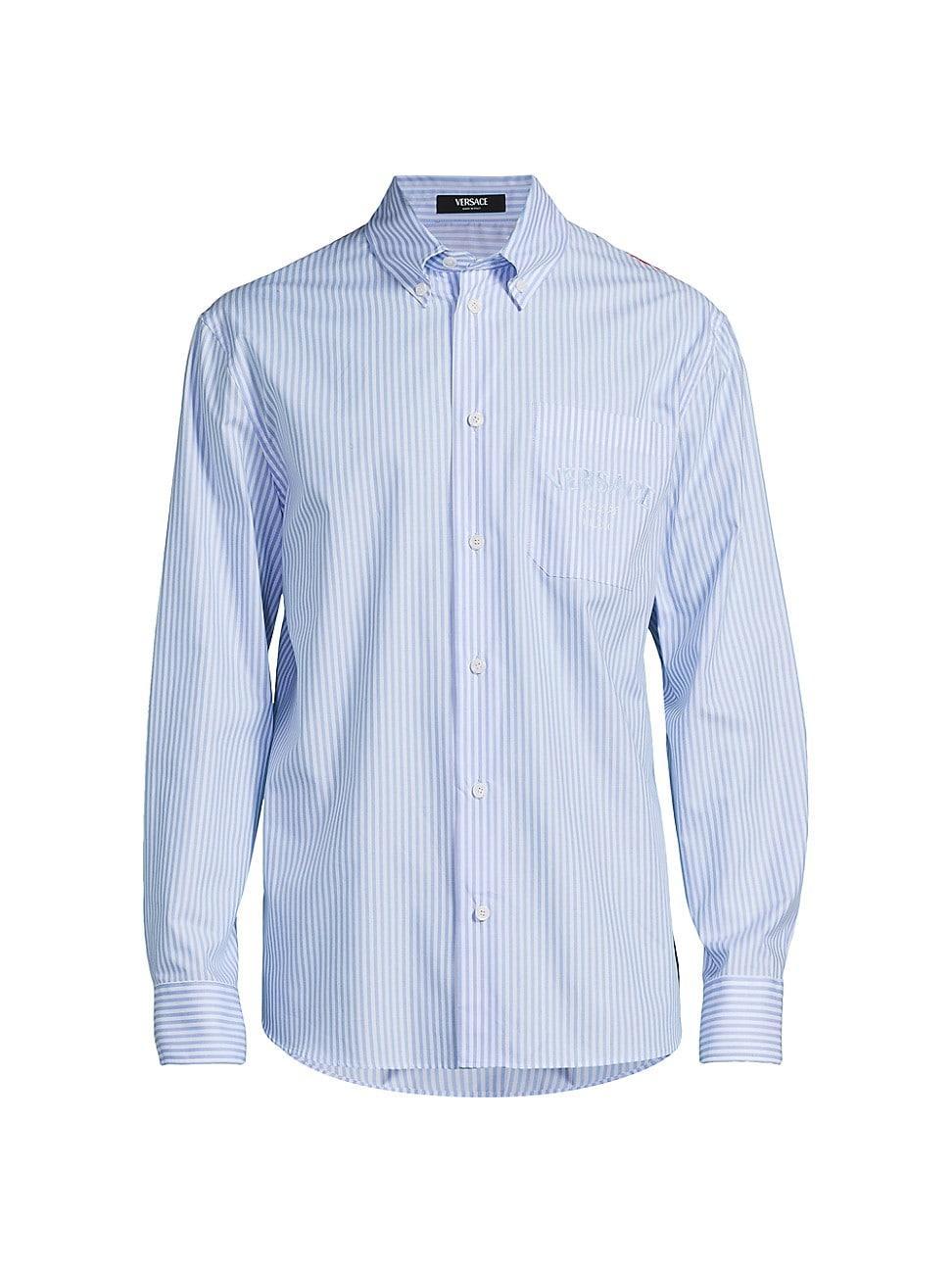 Mens Striped Cotton Button-Down Shirt Product Image