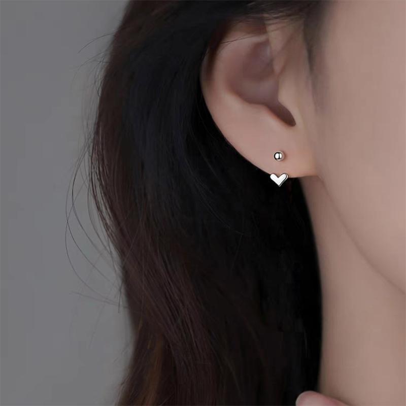 925 Sterling Silver Heart-Shaped Dangle Earring Product Image