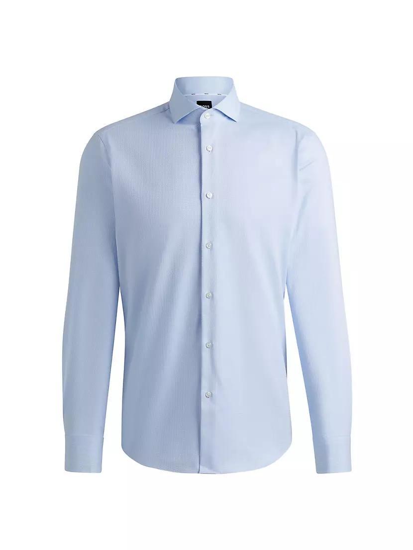 Regular-Fit Shirt in Structured Easy-Iron Stretch Cotton Product Image