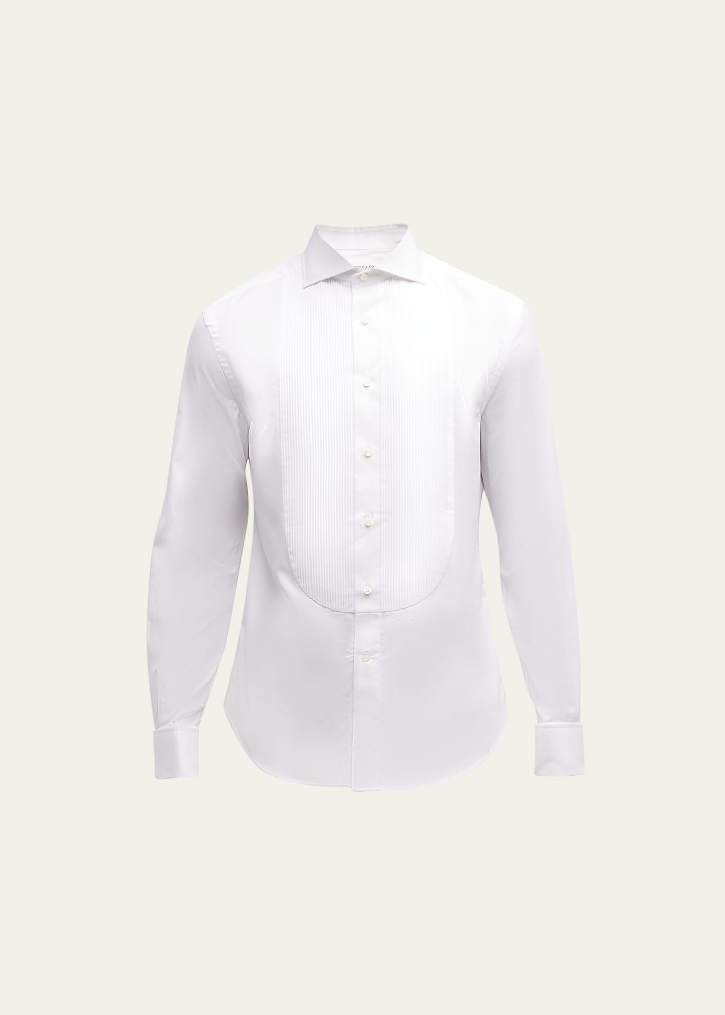 Mens Hollywood Glamour Sea Island Cotton Pleated Bib Dress Shirt Product Image