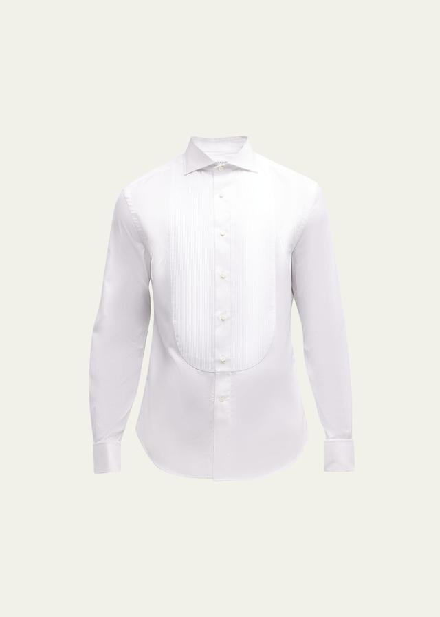 Mens Hollywood Glamour Sea Island Cotton Pleated Bib Dress Shirt Product Image