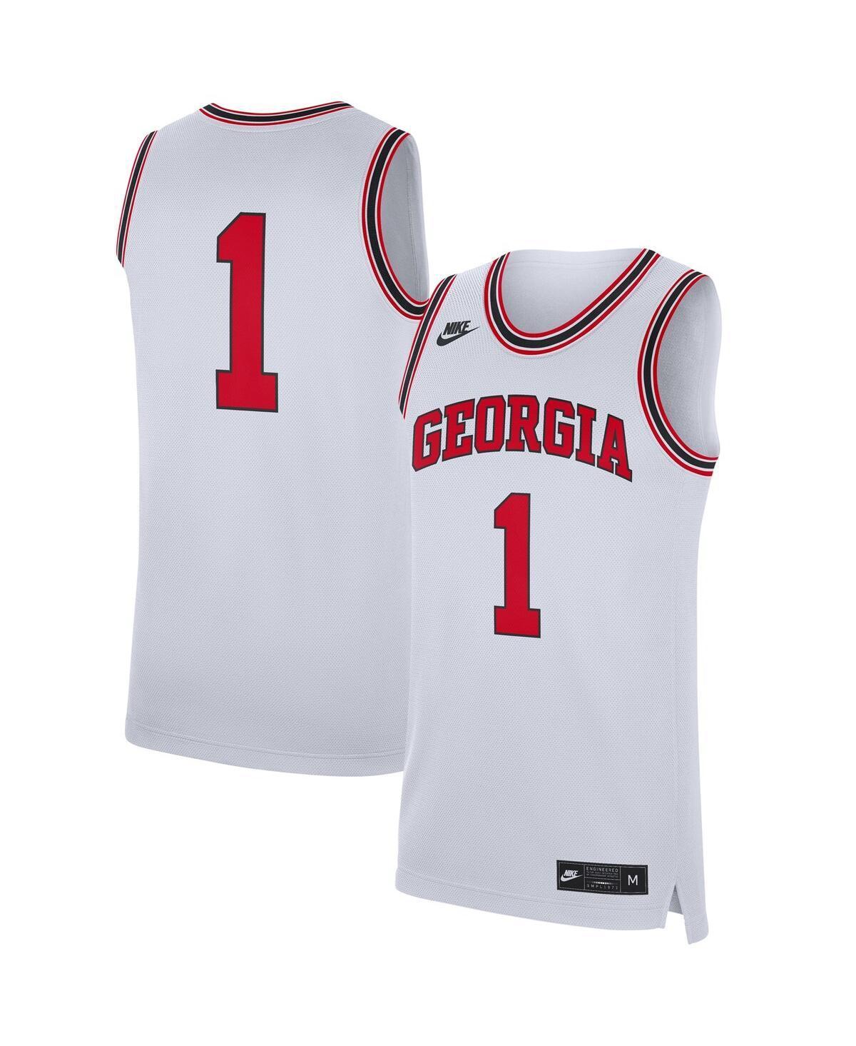 Mens Nike #1 White Georgia Bulldogs Replica Jersey - White Product Image