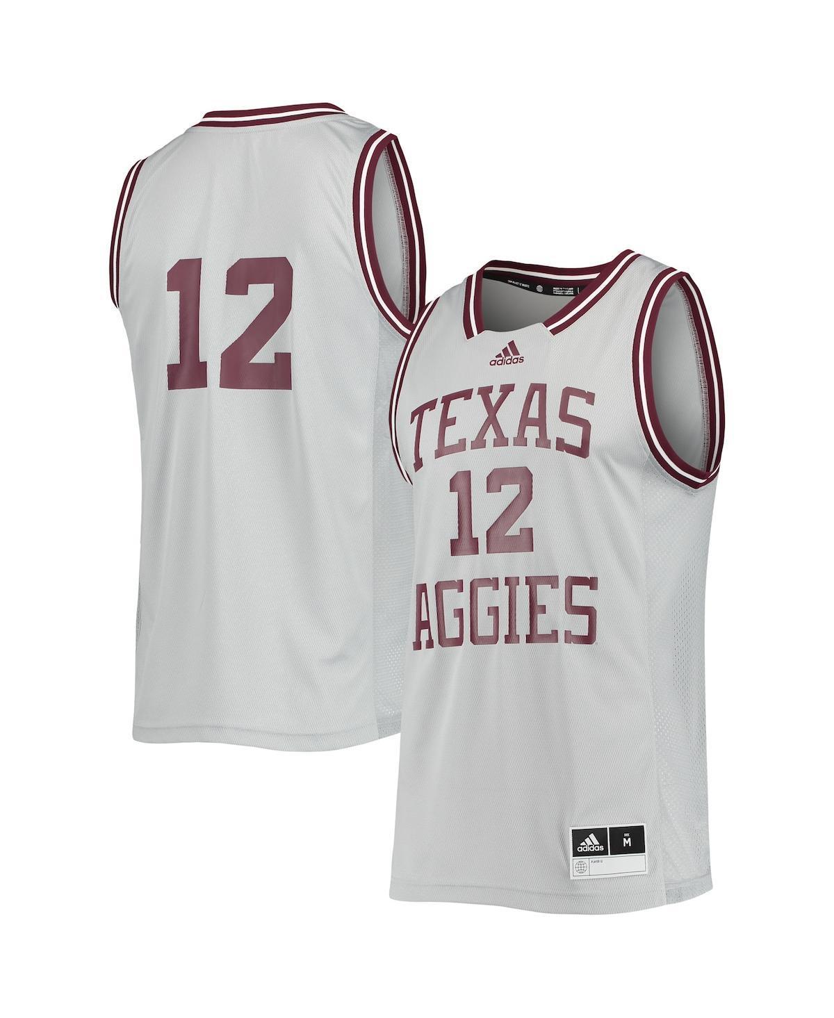 Mens adidas #12 Gray Texas A&M Aggies Reverse Retro Jersey Product Image