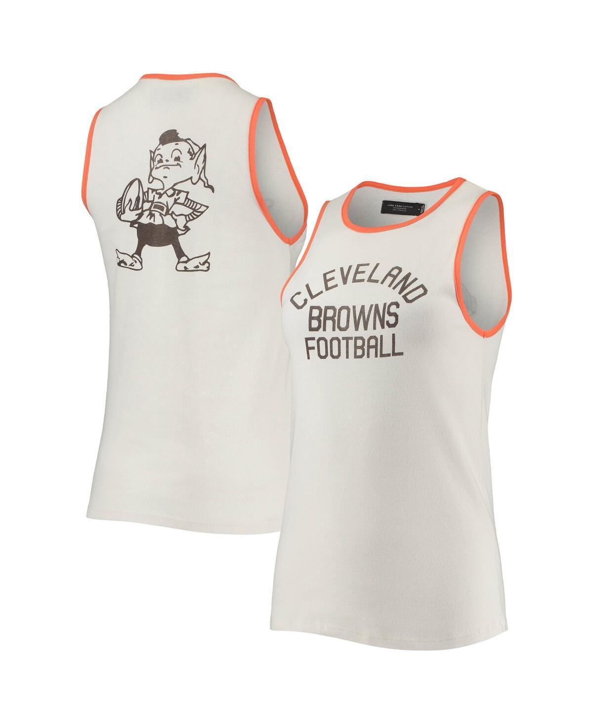 Womens Junk Food /Orange Cleveland Browns Throwback Pop Binding Scoop Neck Tank Top Product Image