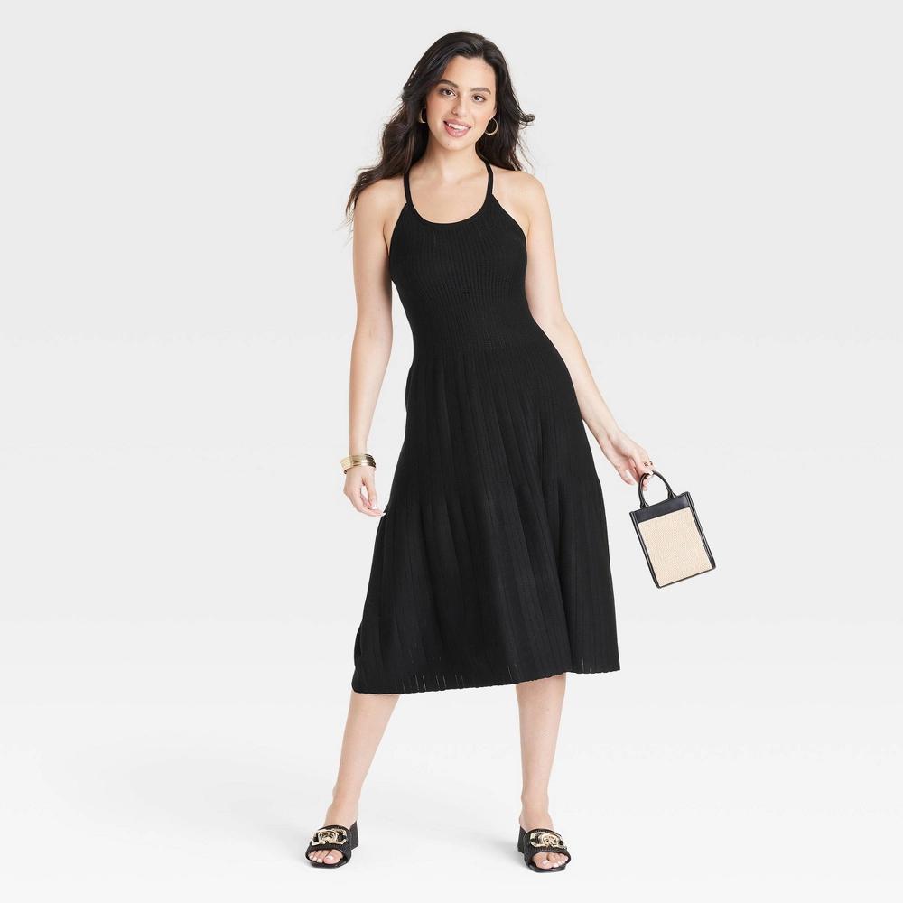 Women's Tank Midi Sweater Dress - A New Day™ Black M Product Image