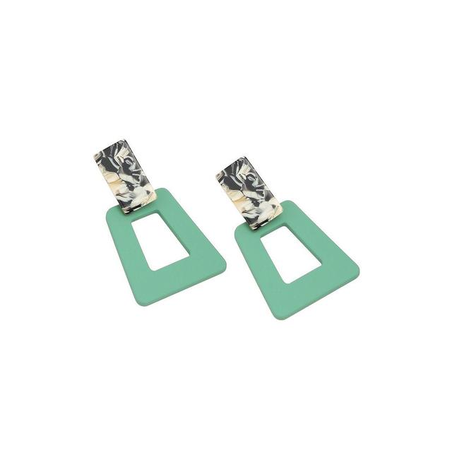 Sohi Womens Green Geometric Contrast Drop Earrings Product Image