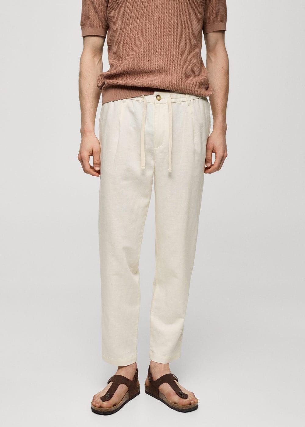 MANGO MAN - Slim-fit pants with drawstring off whiteMen Product Image