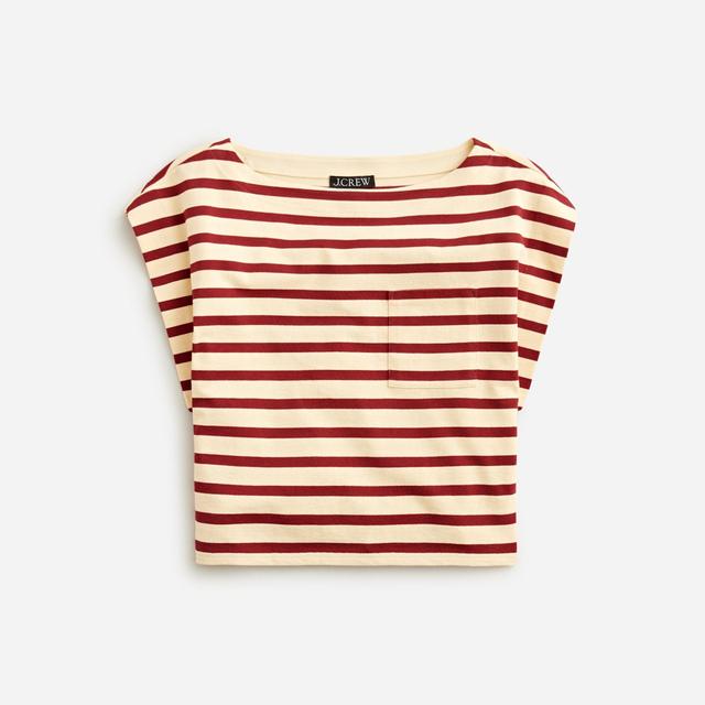 Boatneck muscle T-shirt in stripe mariner cotton Product Image