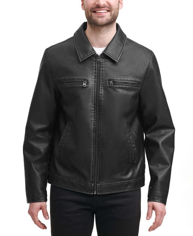 Levi's(r) Faux Leather Jacket w/ Laydown Collar (Dark Brown) Men's Jacket Product Image