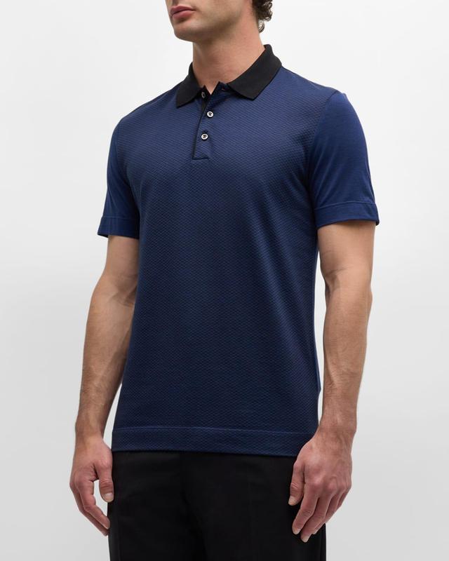 Mens Structured Cotton Silk Short-Sleeve Polo Shirt Product Image