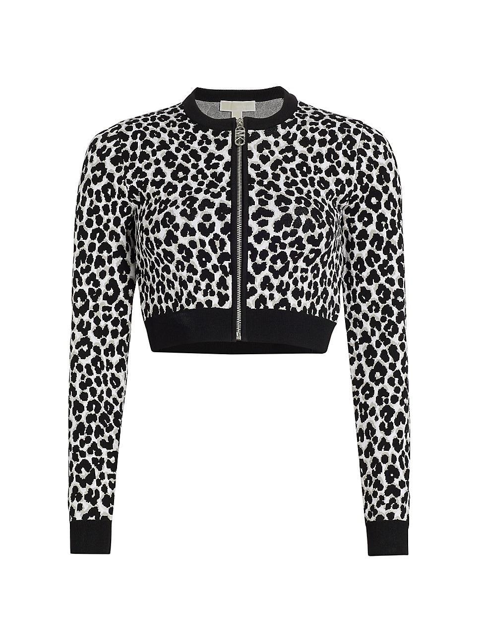 Womens Leopard Jacquard Cropped Jacket Product Image