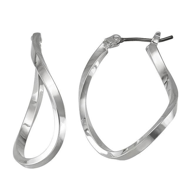 Napier Silver Tone Twisted Hoop Earrings, Womens Product Image