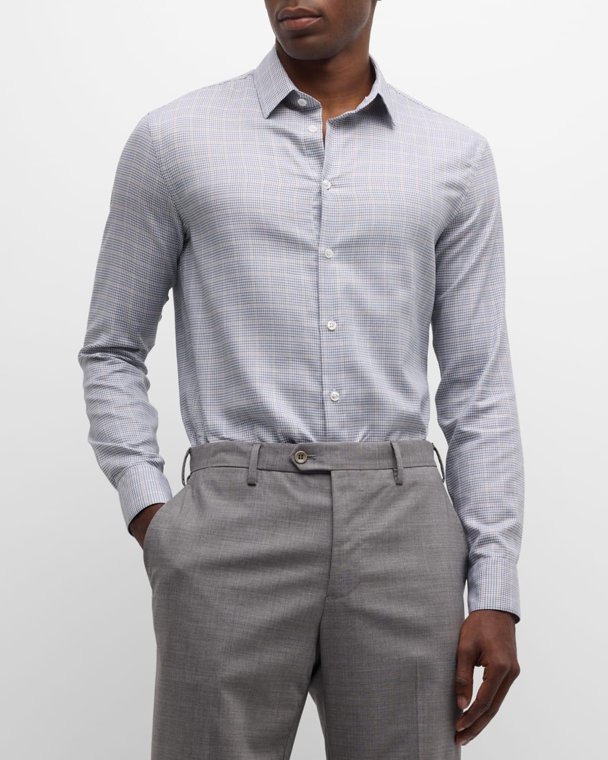 Mens Cotton Check Dress Shirt Product Image