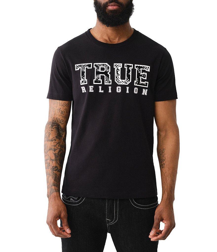 True Religion Paisley Flocked Logo Short Sleeve Graphic T-Shirt Product Image