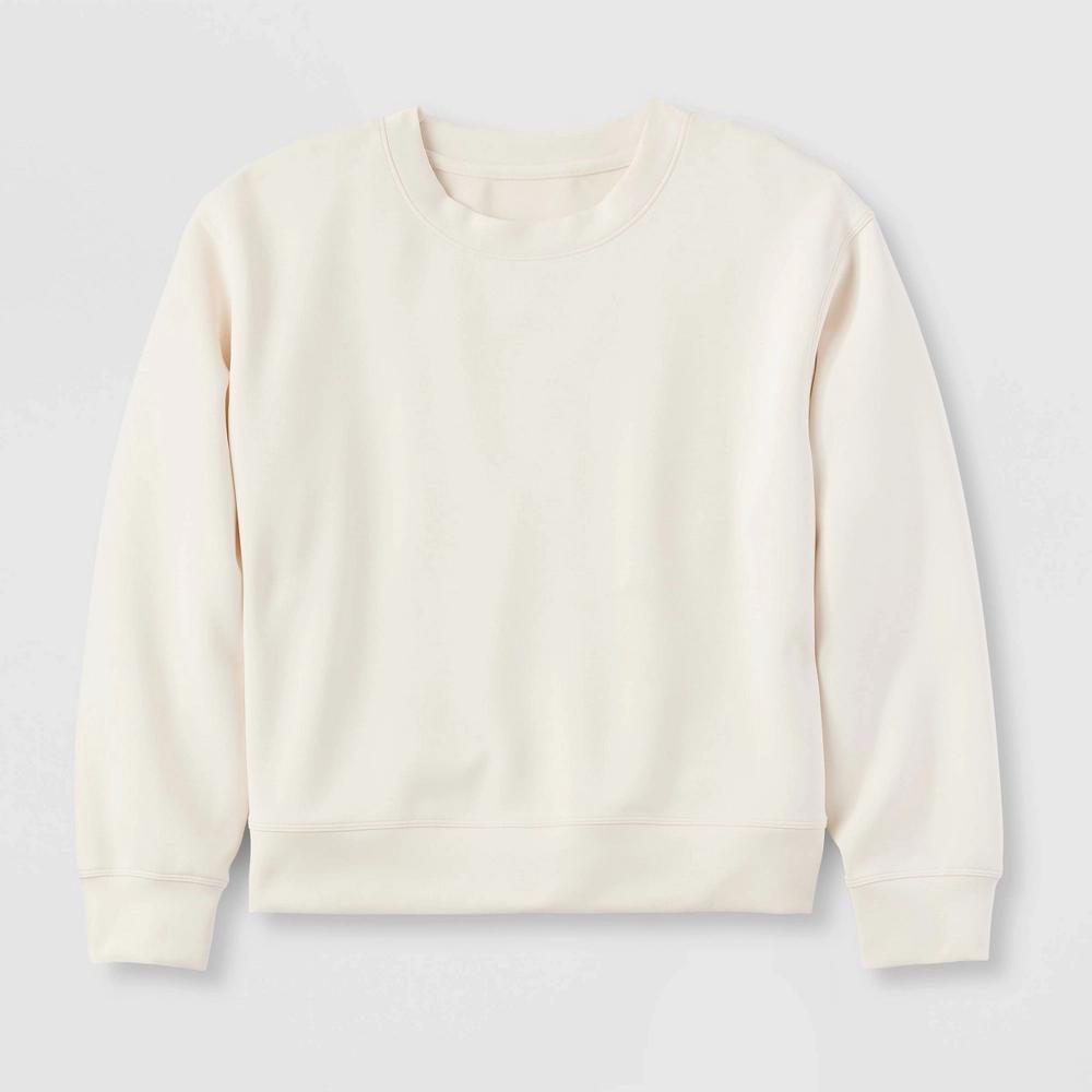 Womens Sandwash Pullover Sweatshirt - A New Day Cream XL Product Image