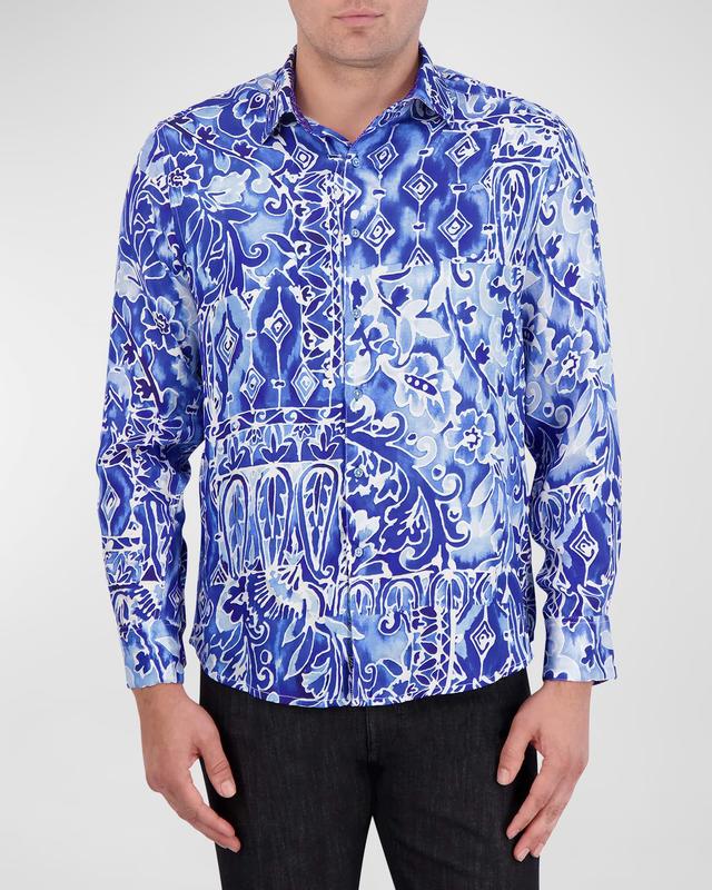 Mens Printed Silk Sport Shirt Product Image