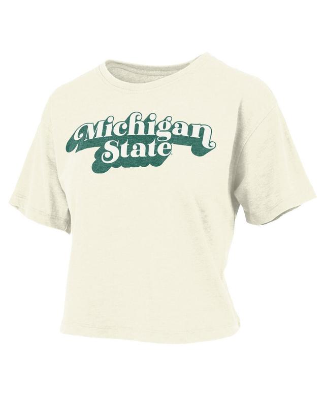 Womens Pressbox White Michigan State Spartans Vintage-Like Easy Team Name Waist-Length T-shirt Product Image