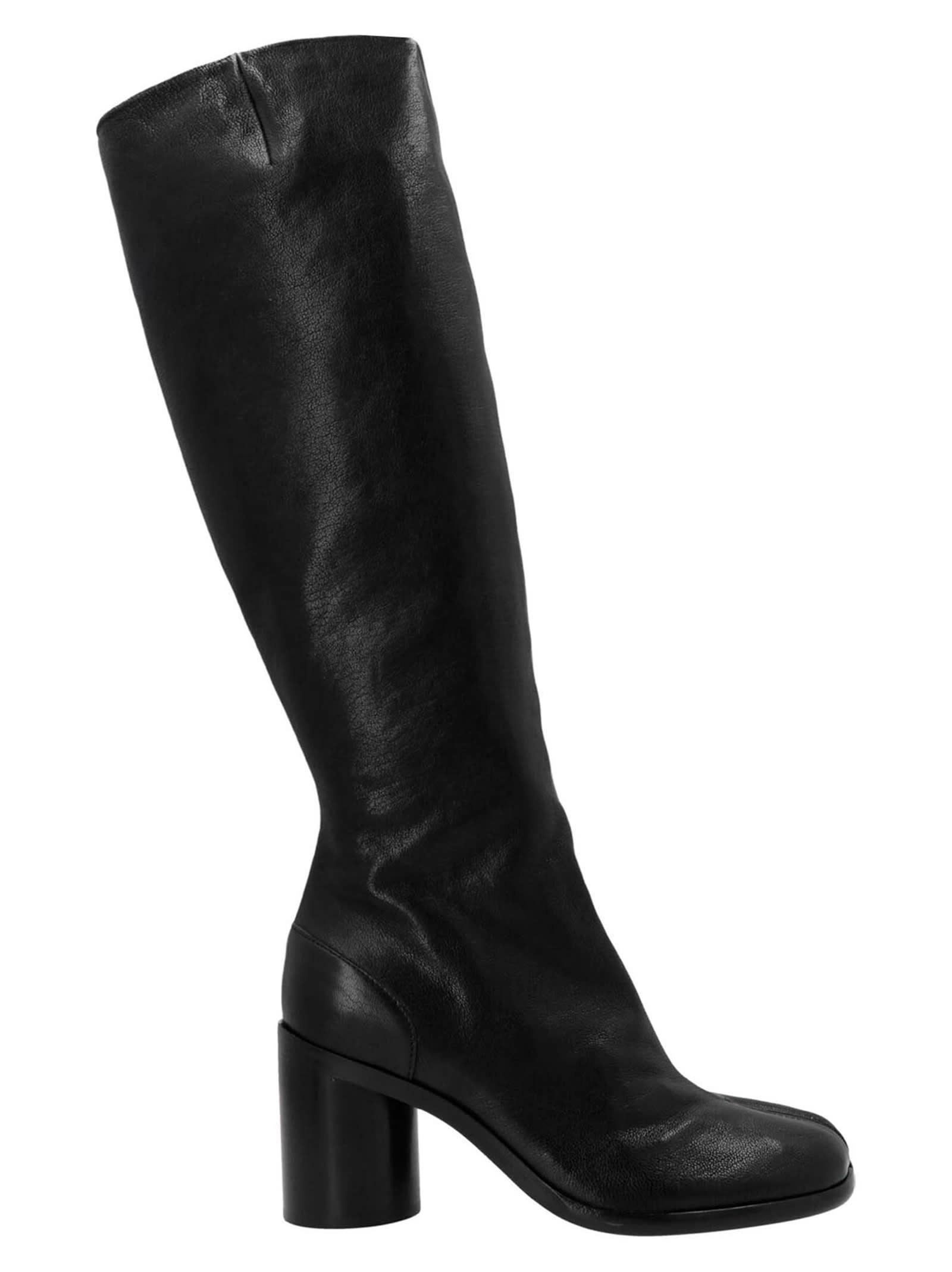 Tabi Leather Knee-high Leather Boots In Black Product Image