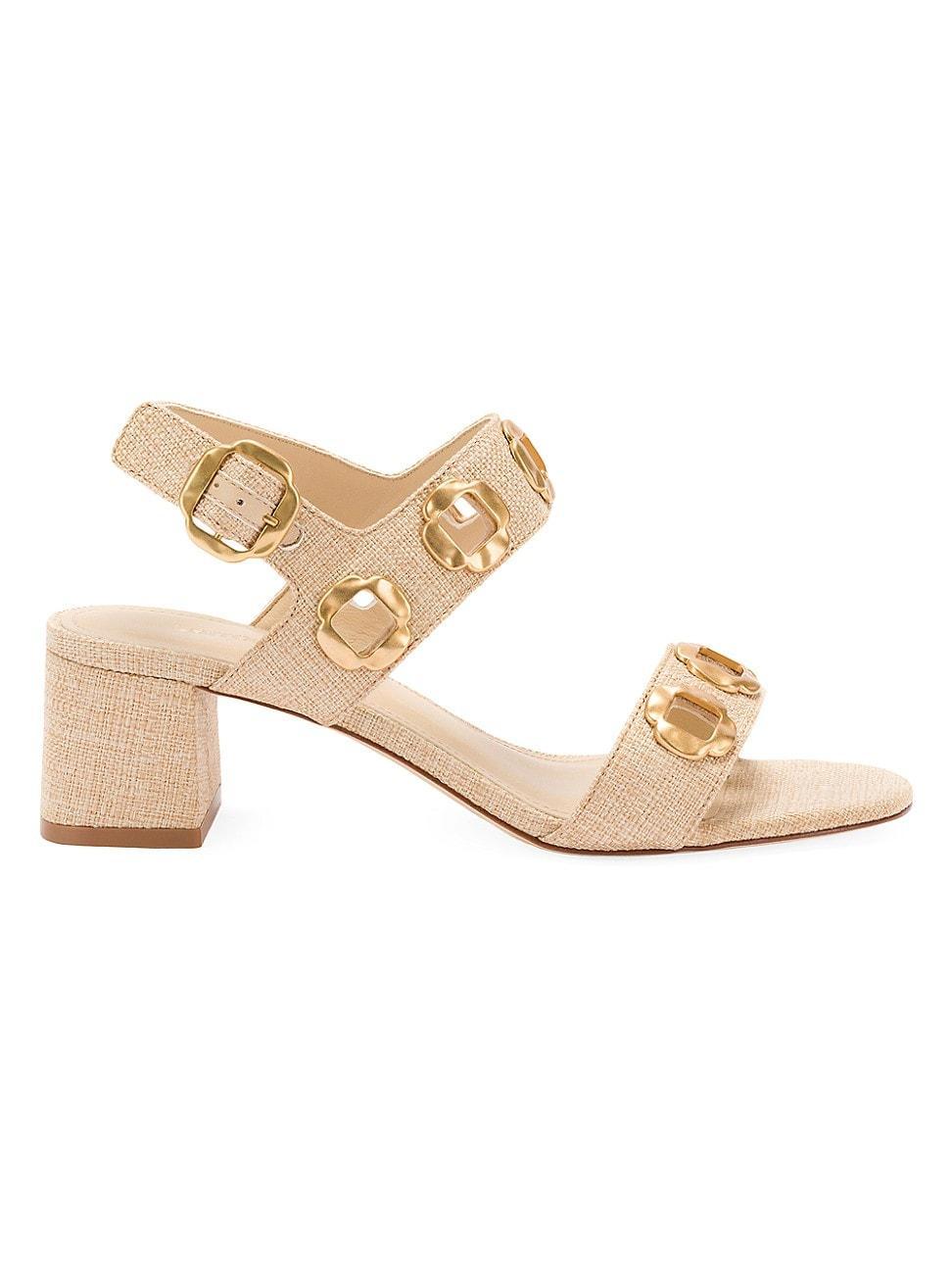 Womens Milan Embellished Raffia & Leather Sandals Product Image