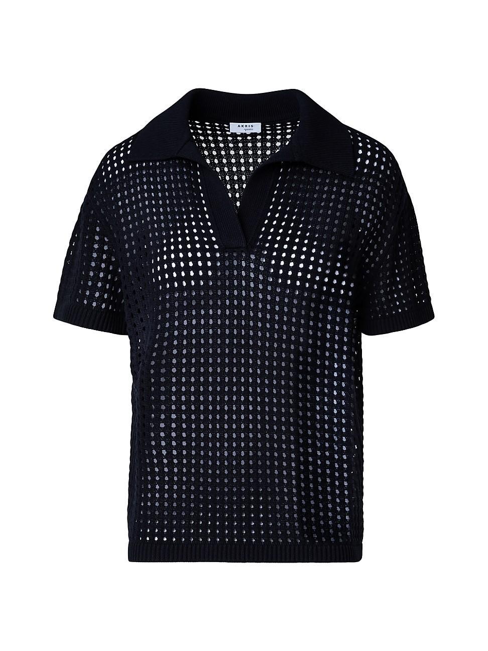 Womens Mesh-Knit Polo Shirt Product Image