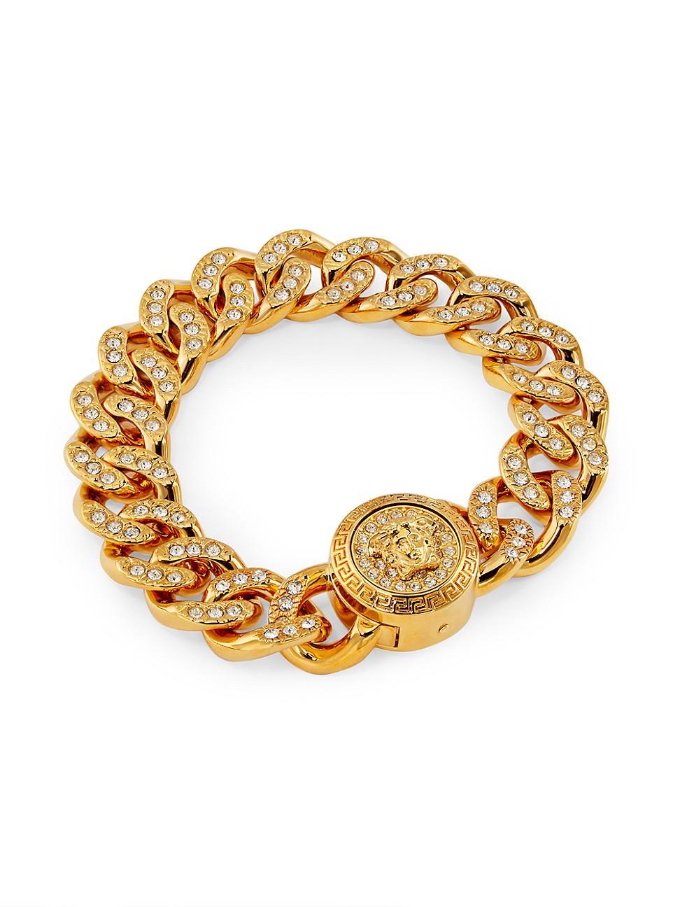 Womens Goldtone & Glass Crystal Curb Chain Bracelet Product Image