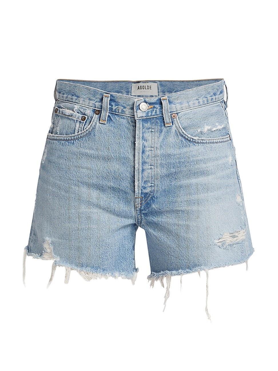 AGOLDE Parker Long High Waist Cutoff Denim Shorts Product Image