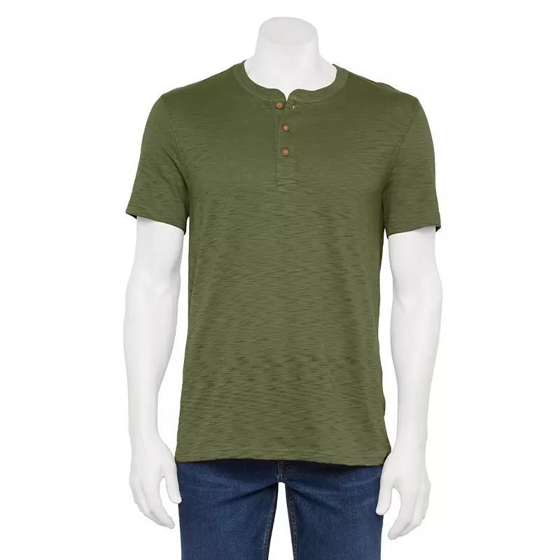 Mens Sonoma Goods For Life Everyday Short Sleeve Henley Grey Product Image