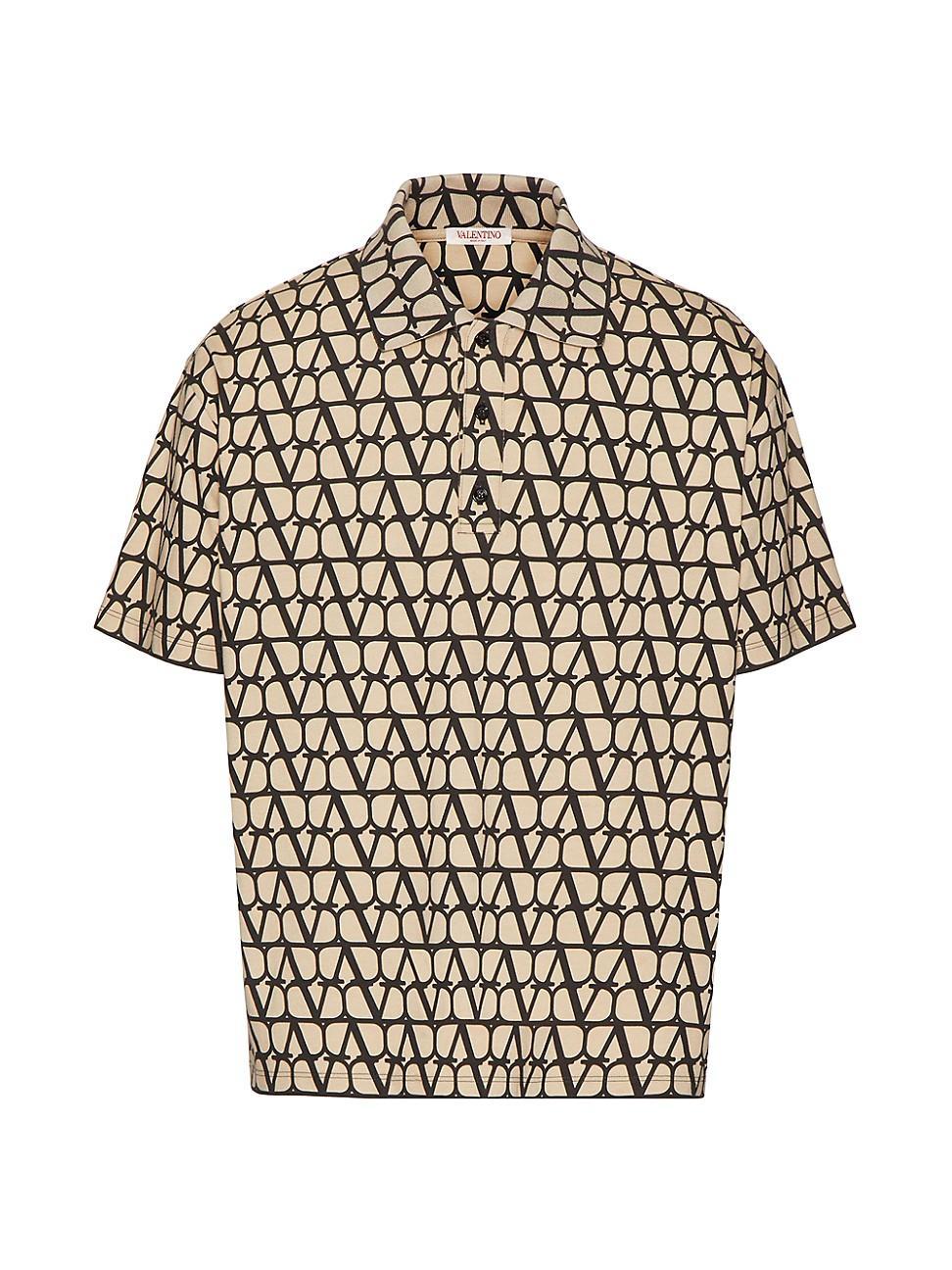 Mens Cotton Polo Shirt With Toile Iconograph Print Product Image