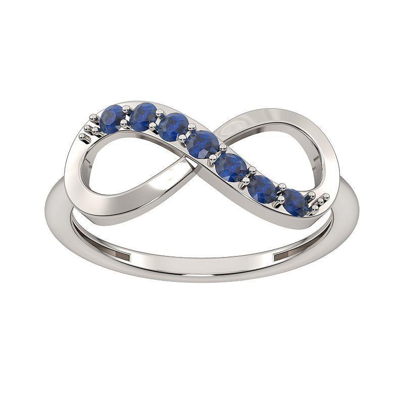 Sterling Silver Lab-Created Sapphire Infinity Ring, Womens Product Image