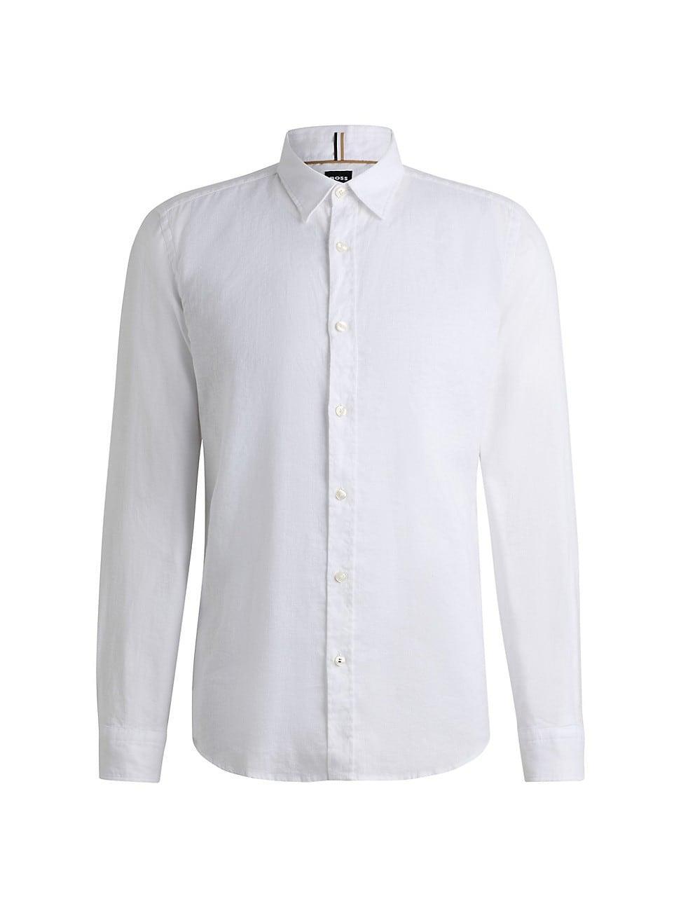 Mens Slim-Fit Shirt in Stretch-Linen Chambray Product Image