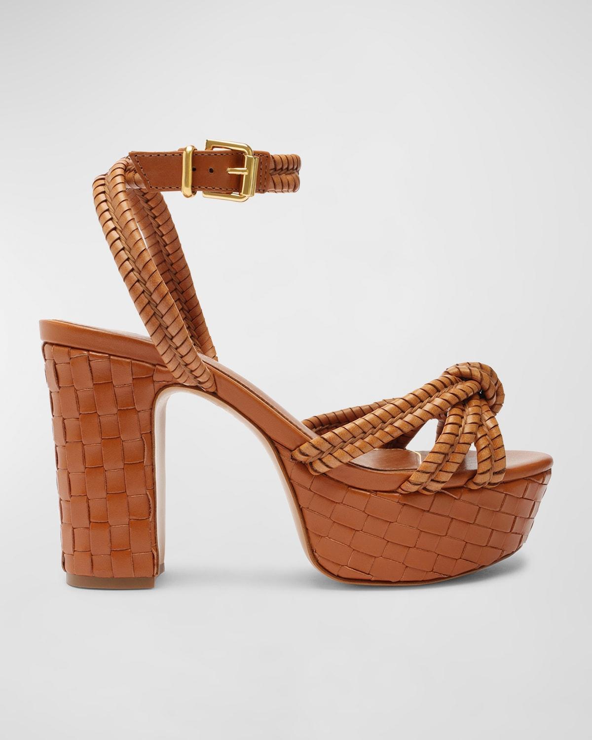 Schutz Womens Kathleen Almond Toe Woven High Heel Platform Sandals Product Image